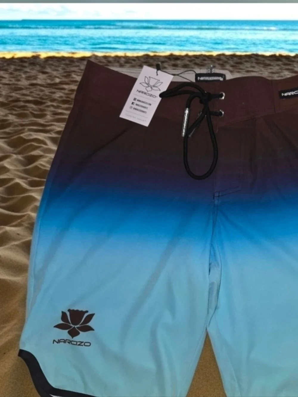 NWT Beach Standout Men’s Ombre Blue Swim Beachy Boardshorts By Narcizo SIZE L